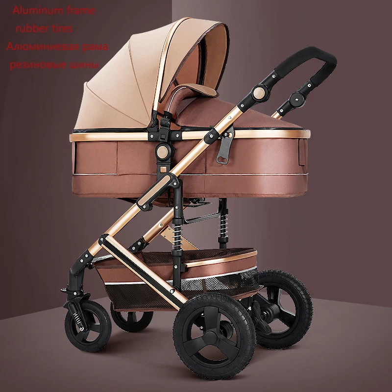 New Lightweight Luxury Baby Stroller 2 in 1,Portable High Landscape Reversible Stroller,Gold Stroller Travel Pram,baby car