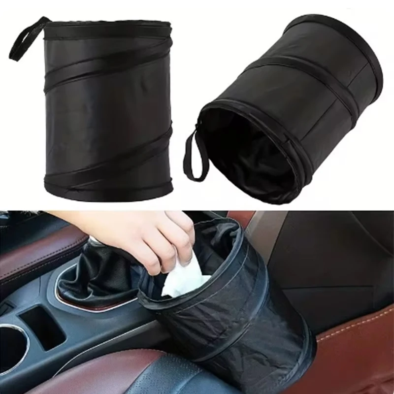 1Pc Car Trash Can car storage bag car trash can Portable Durable Foldable Hanging Car Storage Bucket Chair Back Oxford Cloth Storage Bag Universal Trash Can