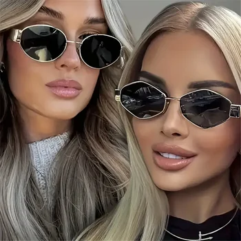 2PCS Vintage Punk Style Sunglasses Retro Round Metal Frame Women Sun Glasses