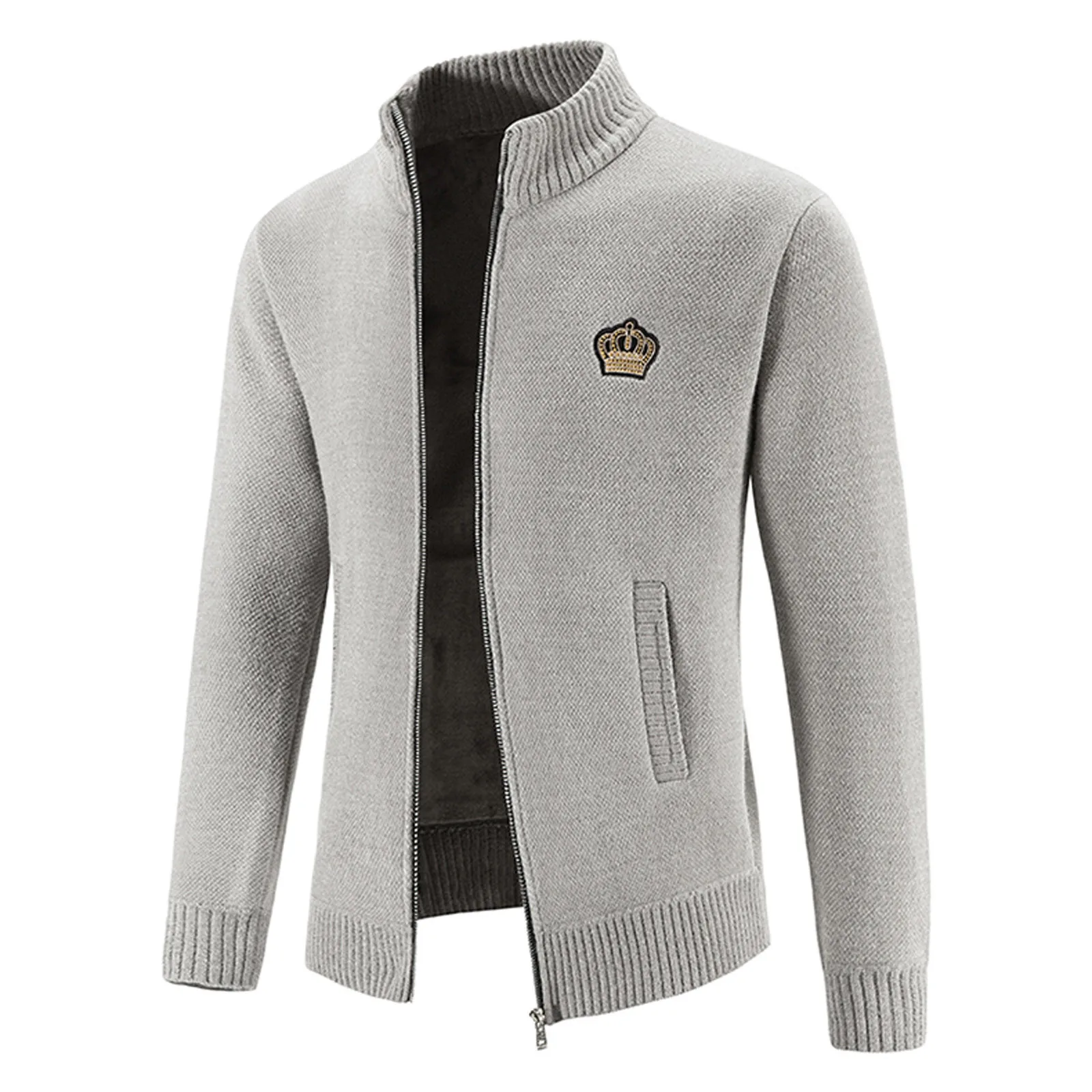 

Winter Knitted Sweater Coats Solid Color Sweaters Stand Collar Cardigan Warm Sweaters For Men Knitting Harajuku Pull Homme