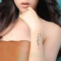 Waterproof Temporary Tattoo Sticker Body Art Love Wave Heartbeat Line Small Size Fake Tatto Flash Tatoo for Girl Women 2
