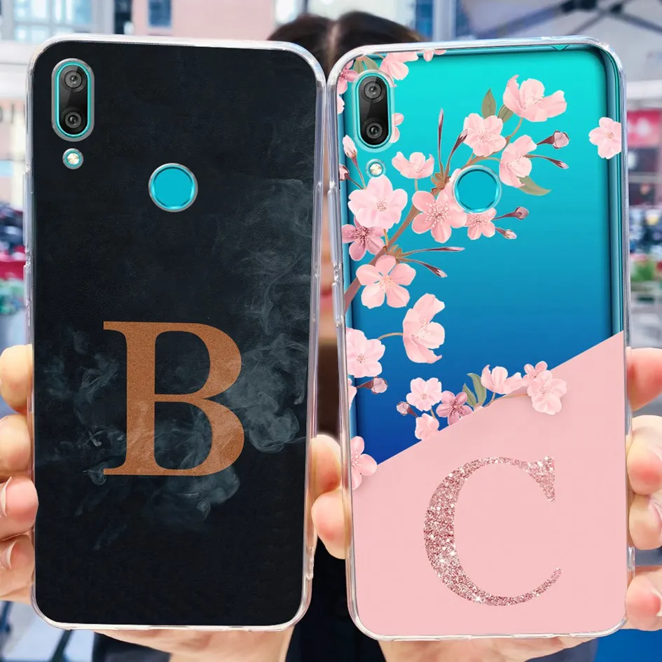 Per Huawei Y7 2019 Custodia Y7 Prime 2019 Cover Dub-Lx1 Cute Abc Letters Flower Paraurti Morbido Trasparente Per Huawei Y7 Pro 2019 Funda