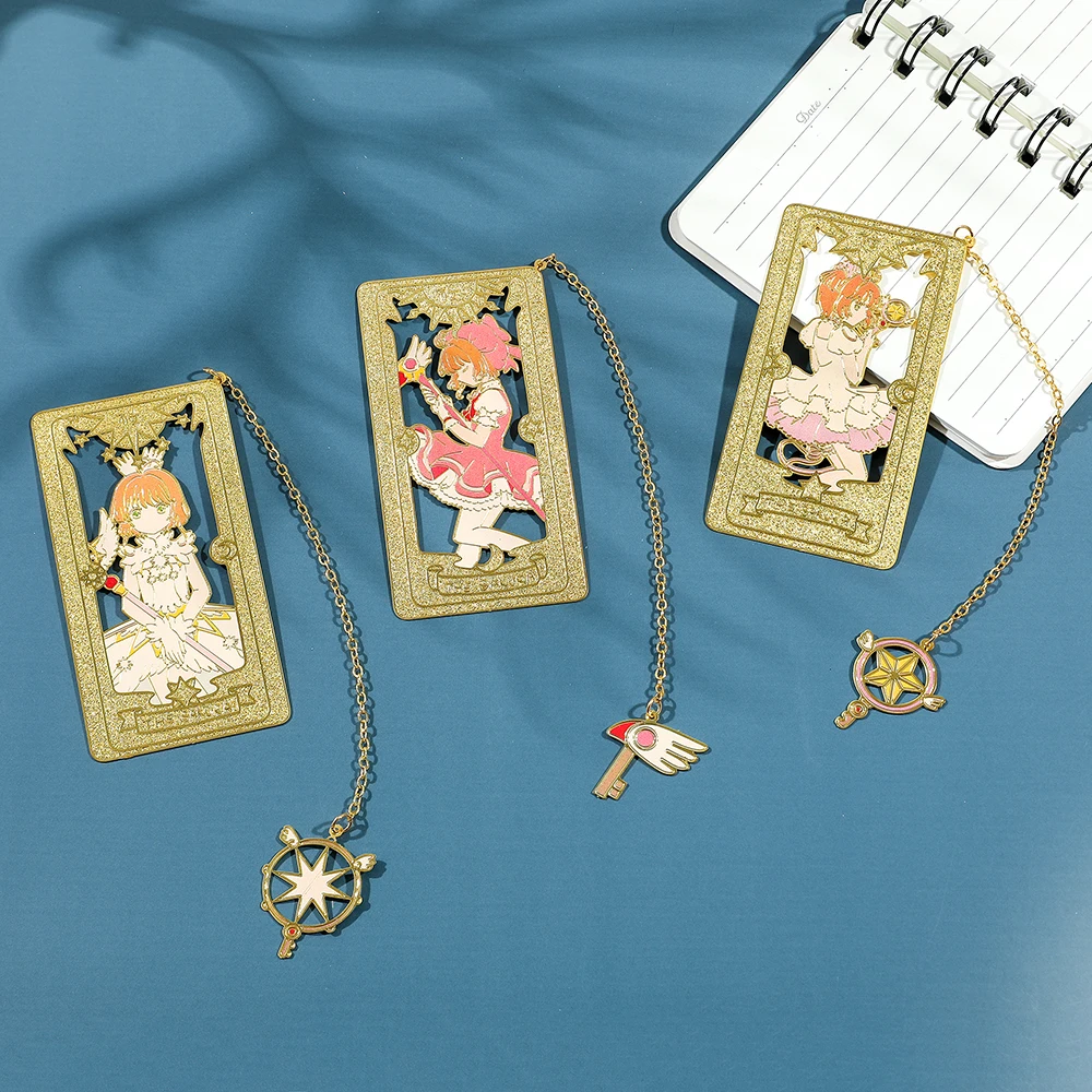 

Anime Card Captor Sakura Bookmarks Gift Anime Fans Collection Cherry Metal Bookmarks for Book Lovers Stationery School Supplies