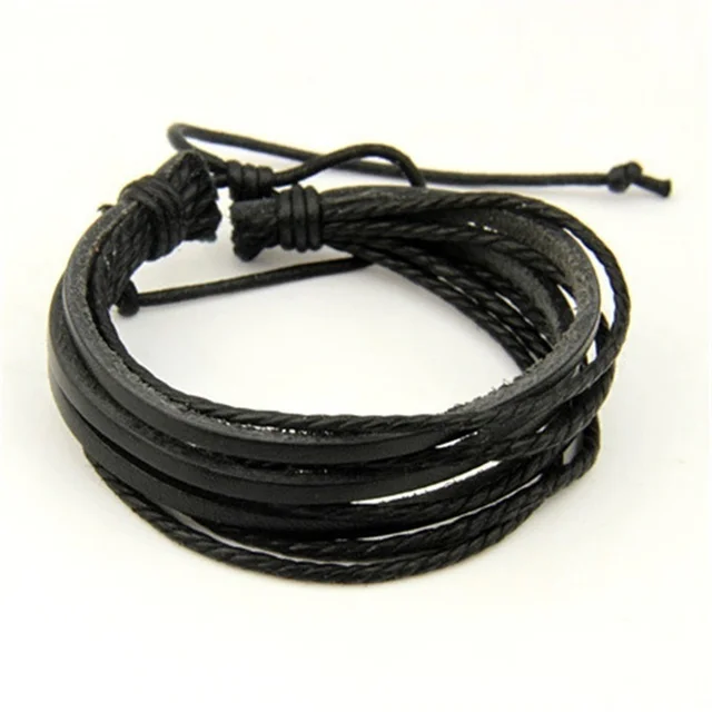 Pulsera de cuero multicapa tejida a mano para hombre