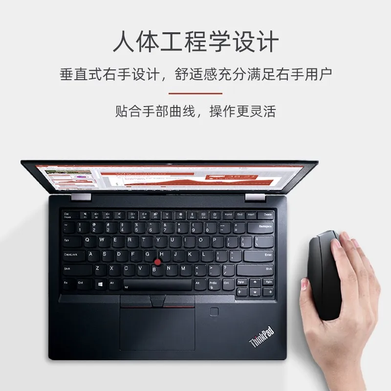 Lenovo-mouse Vertical Thinkplus sem Fio Thinkpad Ergonômico Grande Mão Escritório - Imagem 3