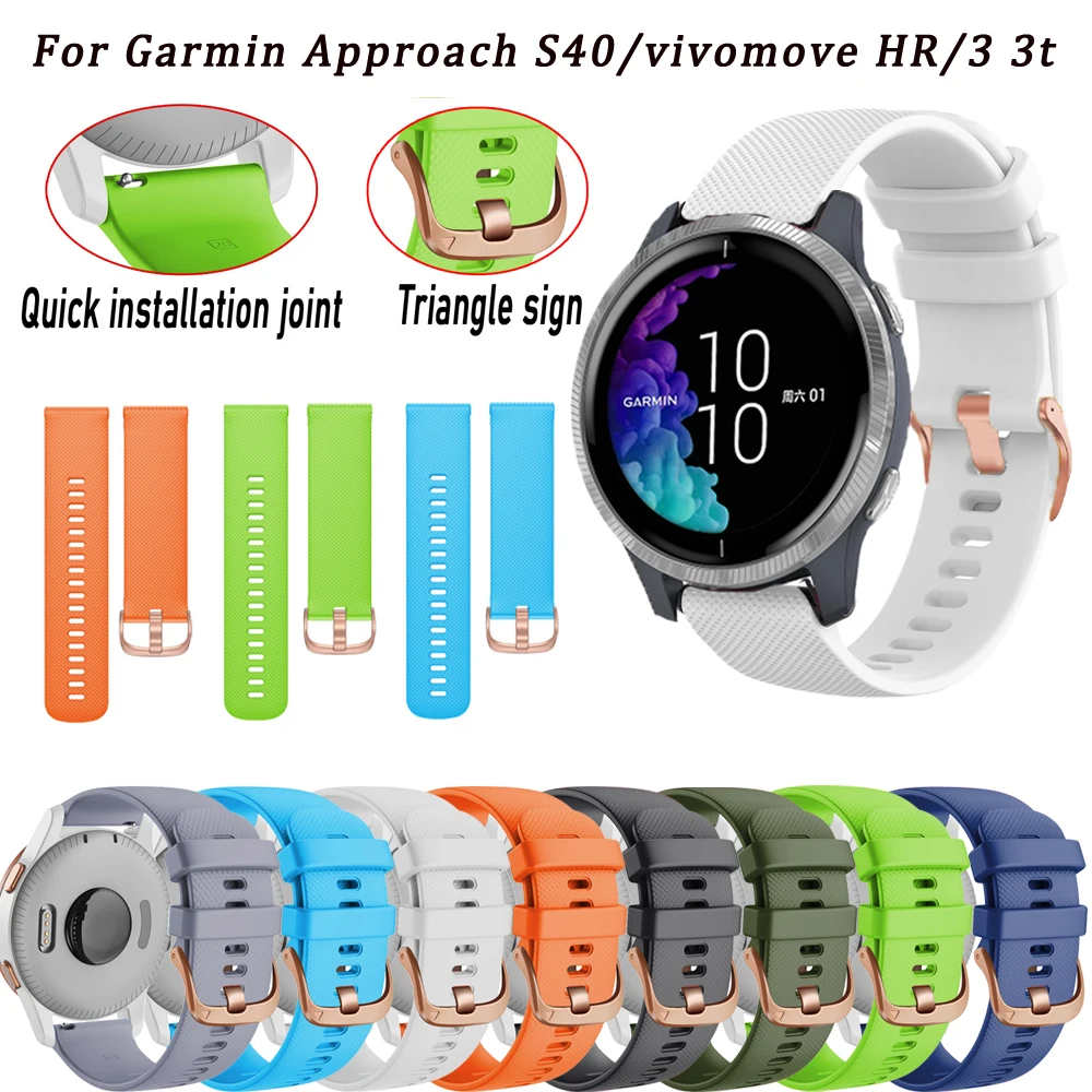 Soft Silicones Smartwatch 20Mm Cinturino Per Garmin Approach S40/Vivomove Hr/3 3T/Move Luxe/ Style Bracciale Cinturino Da Polso Correa