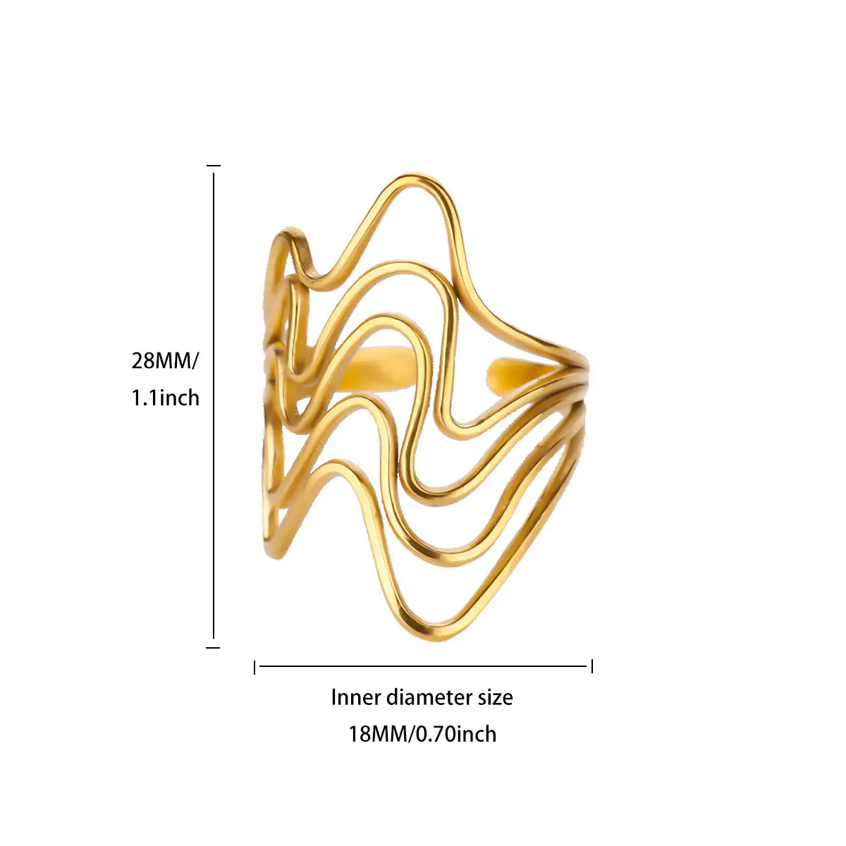 Stainless Steel Multilayer Wave Rings For Women