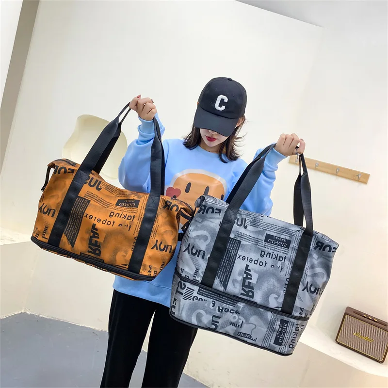 

Новая женская спортивная сумка для тренировок на открытом воздухе, сумка для фитнеса, многофункциональная Европейская модная спортивная сумка, сумка для сухой и влажной йоги с разделением