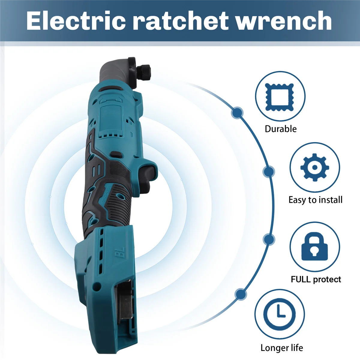 Cordless Impact Wrench Brushless 90 Degree Right Angle Small Electric Ratchet Wrench 1/4 Collet For Makita 18V Battery