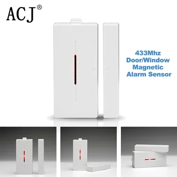 ACJ 433Mhz Door Magnetic Sensor Wireless Window Alarm Detector Support RF433 Control Smart Home Alarm Host Security System 1