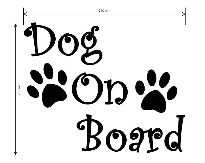 1PC 20/25CM Beautiful DOG ON BOARD and Paw Prints Car Sticker Automobiles Motorcycles Exterior Accessories Vinyl Decals