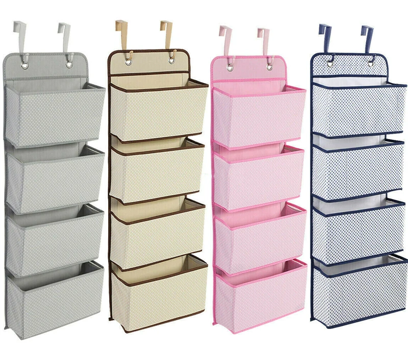 Wall Door Closet Hanging Storage Bag Case 4 Pockets Organizer For