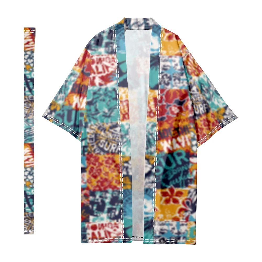 Kimono Lungo Giapponese Da Uomo Pannelli A Righe Tradizionali Cardigan Kimono Accappatoi Samurai Camicia Kimono Giacca Yukata Mantello 5