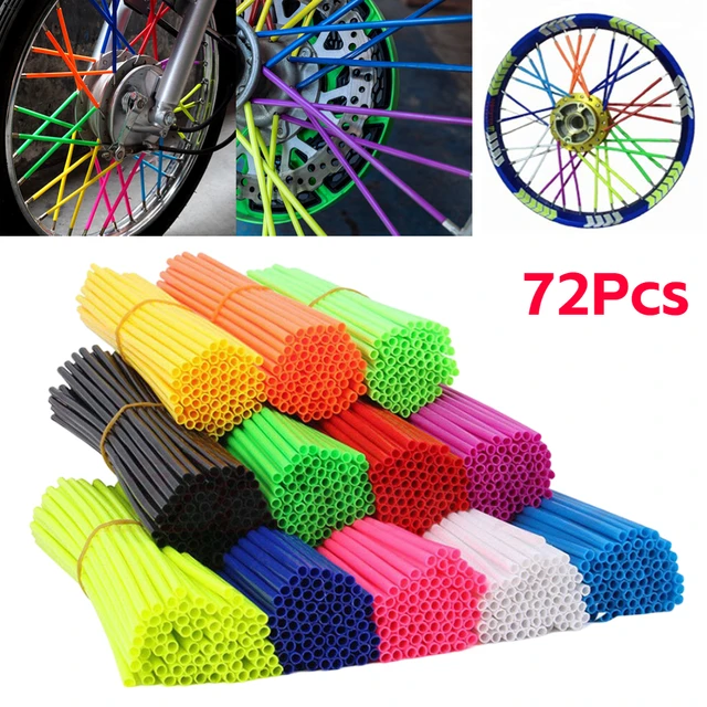 72pcs Universal Motorcycle Dirt Bike Wheel Rim Spoke Skins Covers Wrap Tubes  Decor Protector for Motocross Motorcycle Bicycle - AliExpress