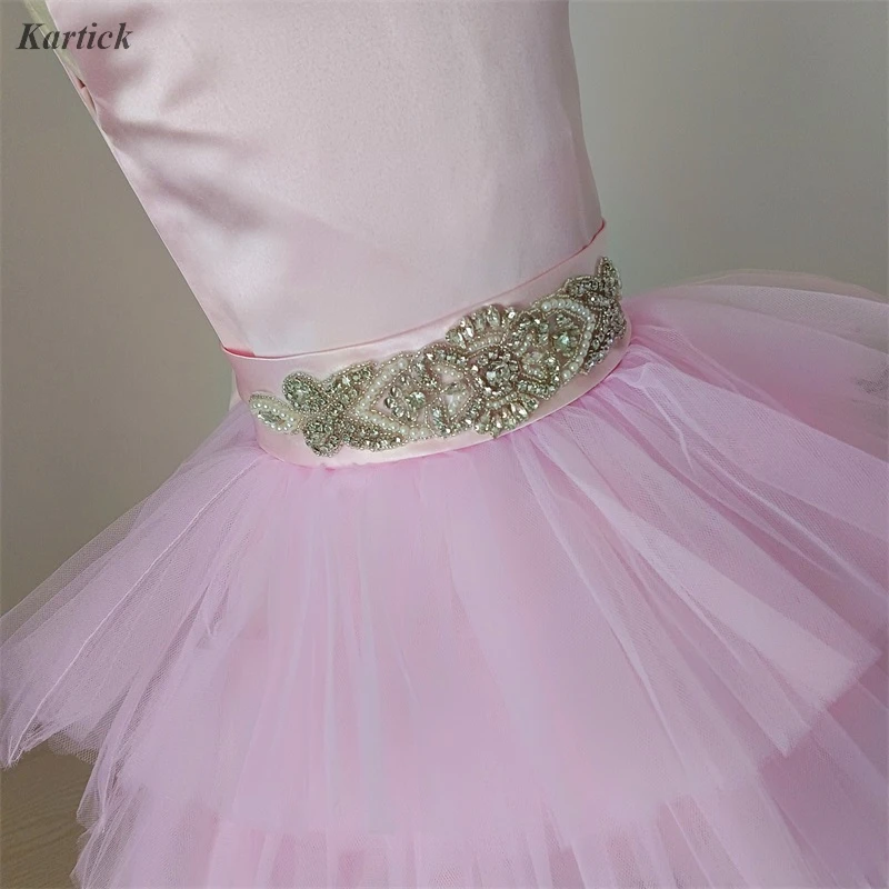 

New Children Belts Bling Little Girl Ribbion for Party Formal Dress Rhinestone Pearl Decorative Satin Sash for Flower Girl Dress
