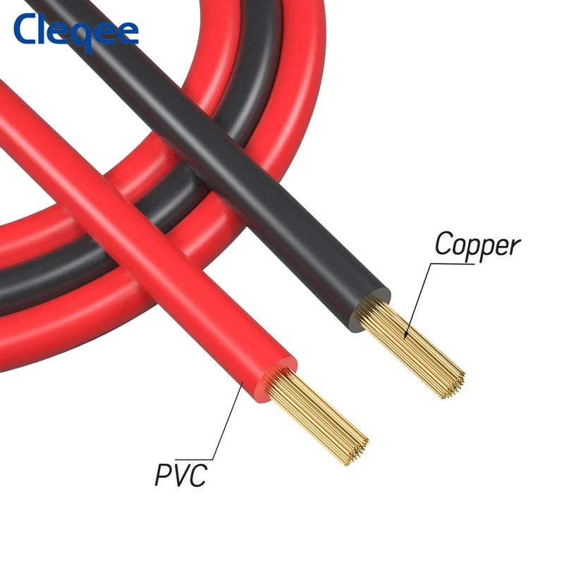 2PCS Dual Alligator Clip to Crocodile Clamp Multimeter Test Leads 1m/2m/3m Cables Line Red/Black Jumper Wire