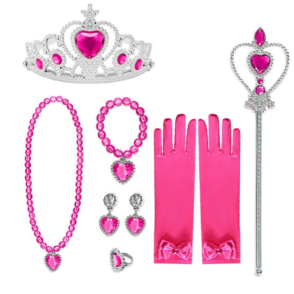 Girls Cosplay Elsa Anna Princess Hair Bands Crown Magic Wand Costume Headband Party Rhinestone Hairband Gifts Toys