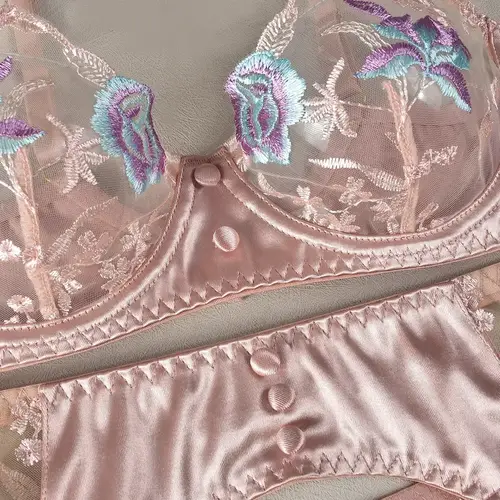 Ellolace Sensual Women Lingerie Fancy Floral Sheen Silk Underwear Transparent Garter Exotic Sets Fairy Luxury Intimate Goods - Image 4