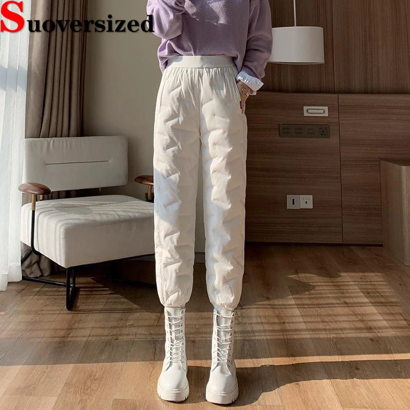 

Big Size 4xl Winter Cotton Pants Thick Warm Harem Pantalones Elastic High Waist Fashion Jogger Casual Women's Quilted Trousers