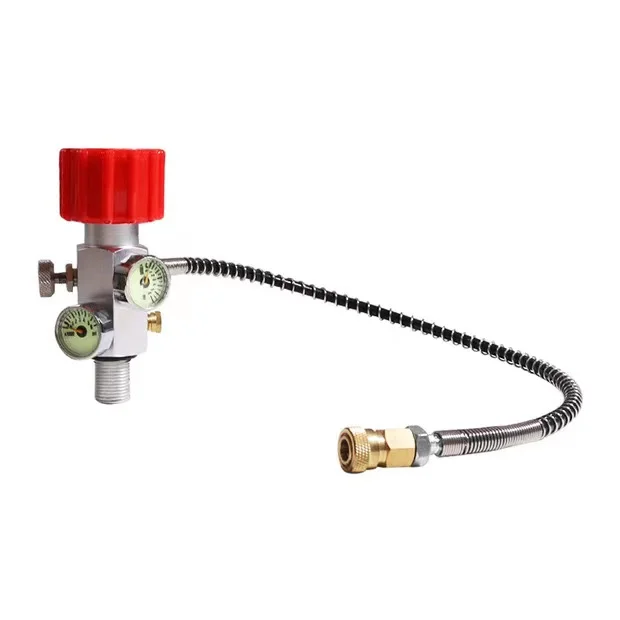 5/8-18UNF or M18*1.5 or 7/8-14UNF Paintball Fill Station Paintball pcp air Charging Valve Dual Gauge with 50cm Hose