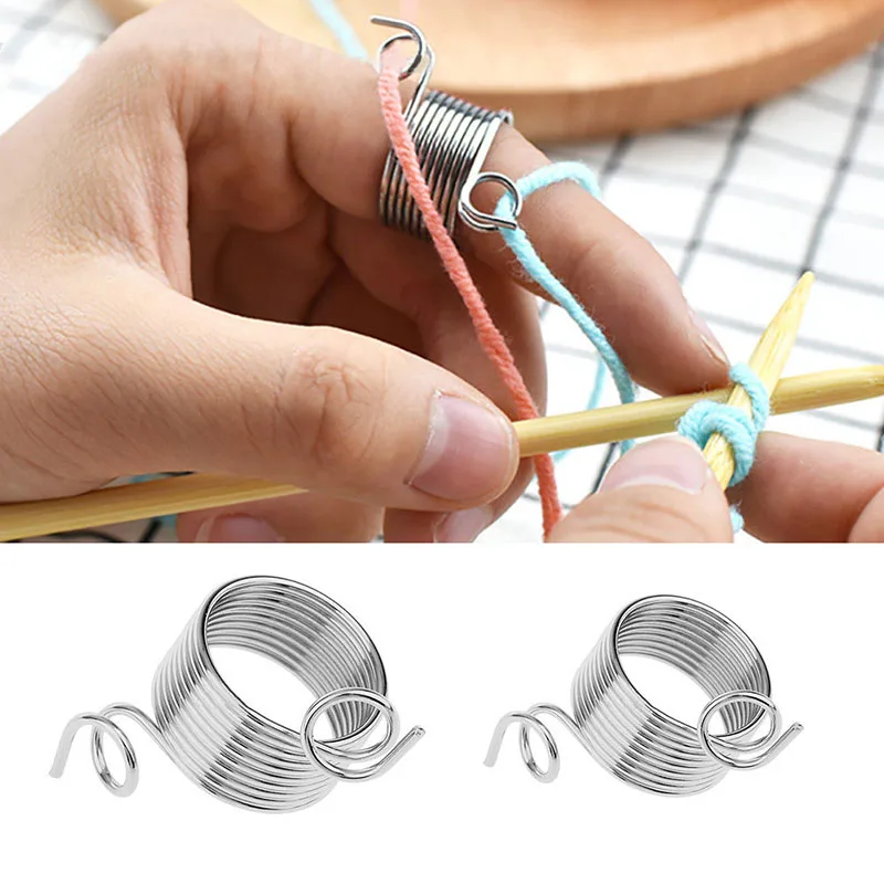 Knitting Needle Thimble Sewing Accessories Universal Sewing Plastic Thread Guides Braided Knuckle SUPARO Sewing Knitting Thimble with 4 Yarn Guides 