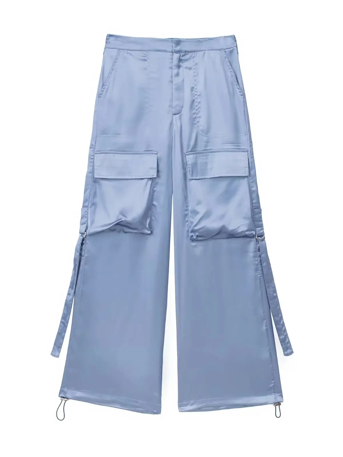 

XEASY 2023 NEW Summer Women Solid Color Zipper Pockets Decoration Casual Vintage Streewear Cargo Pants