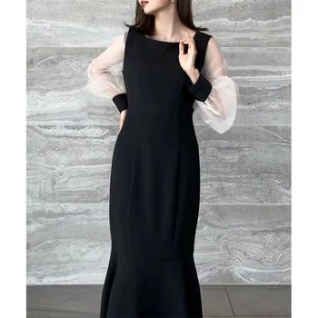 Abito patchwork a maniche lunghe primavera autunno inverno stazione europea commercio estero 1