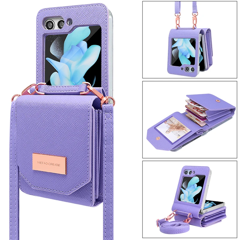 Vietao Crossbody Lanyard Mobile Phone Case with Card Slots Wallet