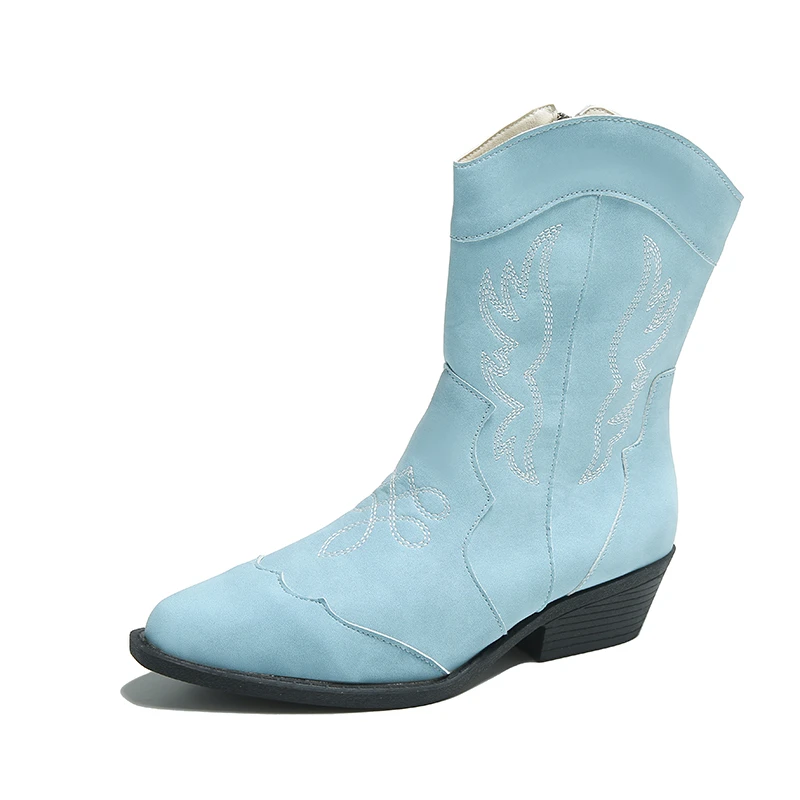 2023 High Quality Shoes for Women Zip Women's Boots Fashion Embroidery Daily Boots Women New Pointed Toe Ankle Boots Zapatos