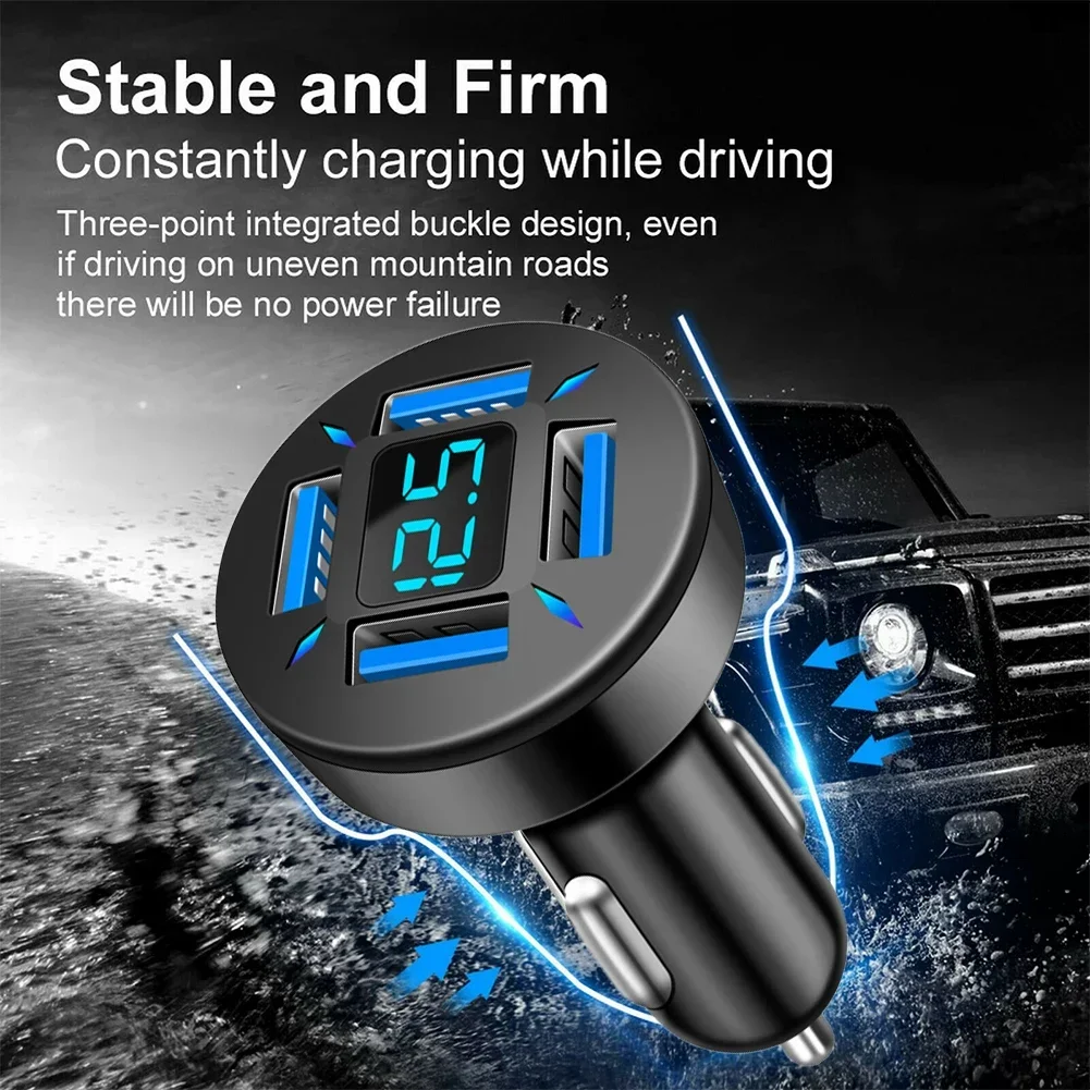USB Car Charger Fast Charging Phone Adapter For iPhone 16 15 Samsung Xiaomi Huawei Quick Charger3.0 Charger with Digital Display