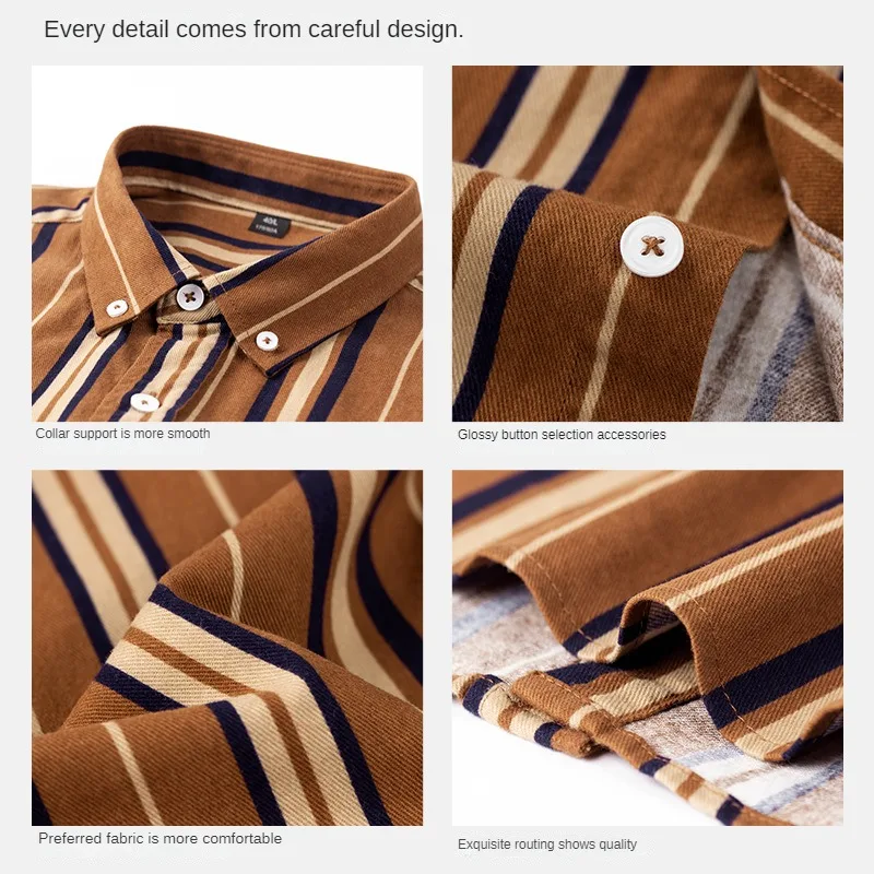 100% Cotton Oxford Casual Shirt For Men\'s Long Sleeves Single Patch Pocket Standard-fit Comfortable Button-down Social Shirts