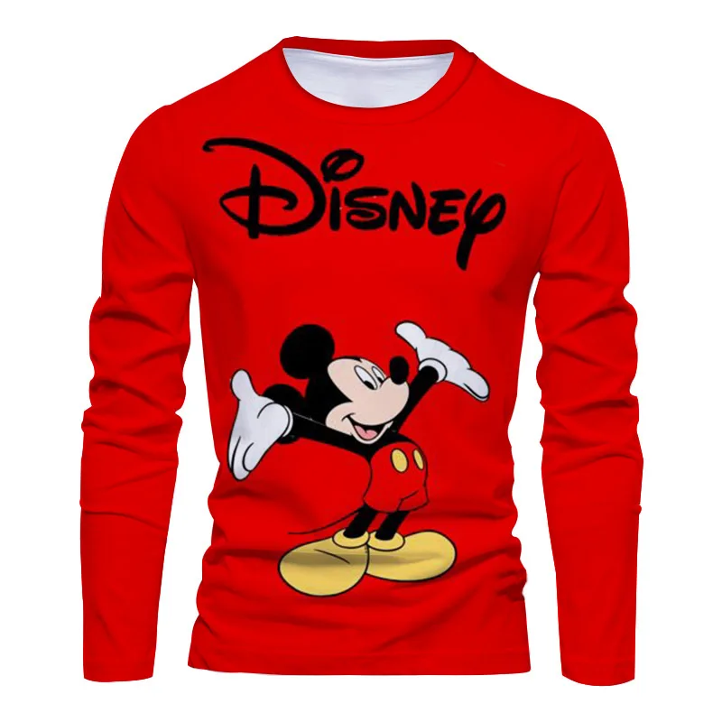 

2022 New Fall Streetwear Disney Brand Stitch and Mickey Anime 3D Printing Casual Trend Men's Round Neck Long Sleeve T Shirt Y2K