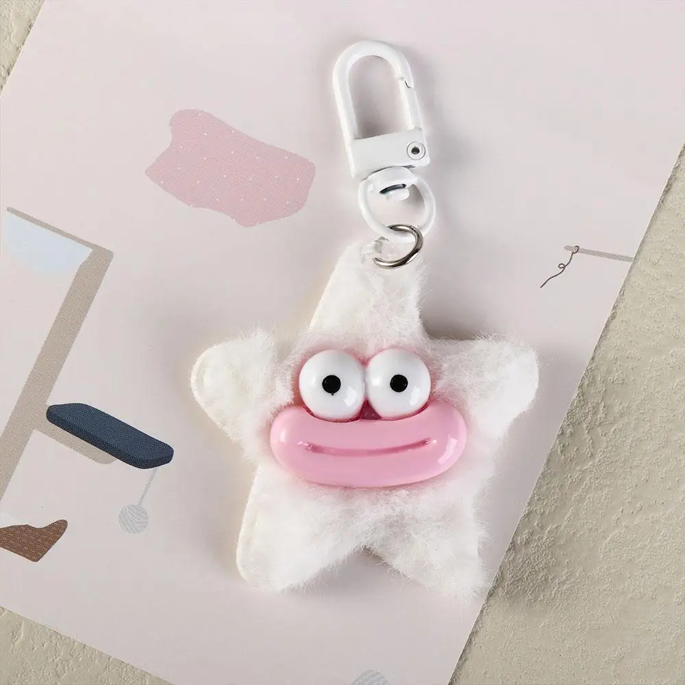 Fashion Cartoon Funny Star Keychain Plushies Plush Stuffed Sausage Mouth Keyring Big Mouth Y2K Star Plush Pendant Bag Hanging