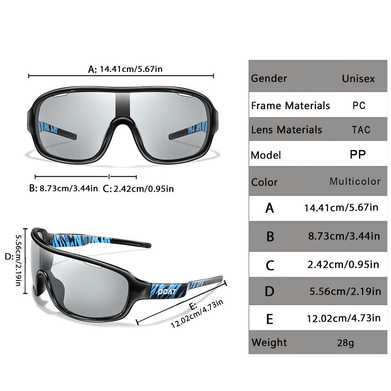 POAT Cycling Sunglasses Photochromic Windproof
