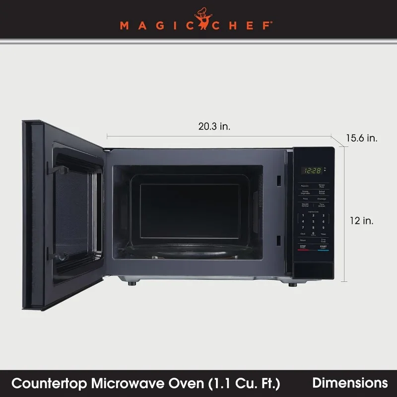 Magic Chef Countertop Microwave Oven, Small and Compact, 1000 Watt, 1.1 Cu Ft, Black 4