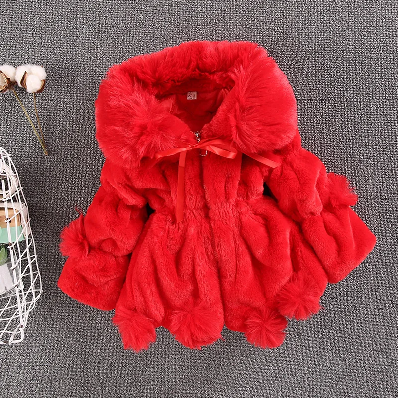 Children Clothes Girls Fleece Coat Winter Kids Plus Velvet Outerwear Baby Cold Warm Snowsuit Thickened Solid Jackets 2-8 Years