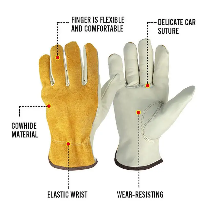 1 Pair Cowhide Leather Work Gloves for Welding Garden Sports Motorcycle Driver work gloves,protective gloves