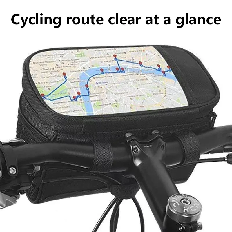 Borsa per Bicicletta da Manubrio, Grande Capacità, Attrezzatura da Ciclismo, Porta Cellulare con Schermo Touch, Multifunzionale Universale - immagine 4