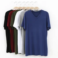 2025 Brand New Men’s Modal T-Shirt V-Neck Large Size Men T-Shirt Short Sleeve Loose Man T shirt Solid Color For Male Tops Tees