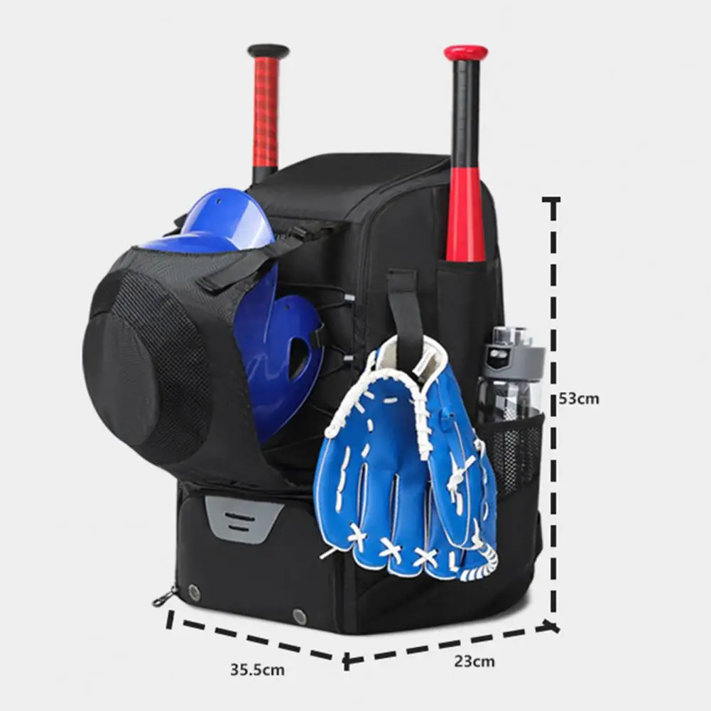 Baseball Bag Durable Zipper Design Oxford Cloth Baseball Backpack with Shoe Compartment Waterproof Bat Bag for Sports