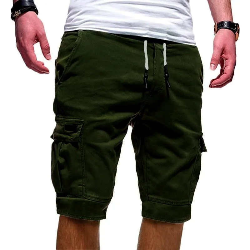 2023 Summer Y2K Harajuku All Match Trousers Solid Color Streetwear Elegant Fashion Half Pants Multi Pocket Shorts Men's Clothing 3
