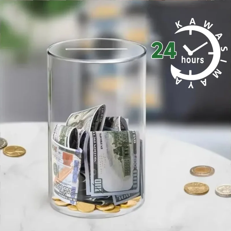 Piggy Bank for Adults Must Break to Open Acrylic Clear Piggy Bank Money Saving Box for Cash Saving Real Money Coin