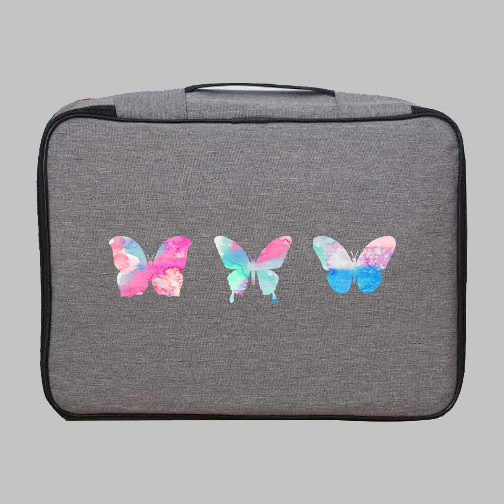 Document Storage Bag Organizer Butterfly Print Travel Files Card Folder Holder Tool Case Handbag Home Travel Office Accessories