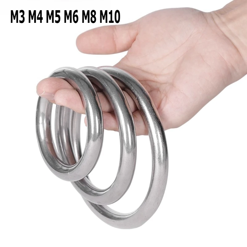 แหวนเหล็กกล้าไร้รอยต่อ M3 M4 M5 M6 M8 M10 304 สแตนเลส วงกลม โอริง สำหรับแขวน แหวนโยคะ แหวนเชื่อมโยง 1