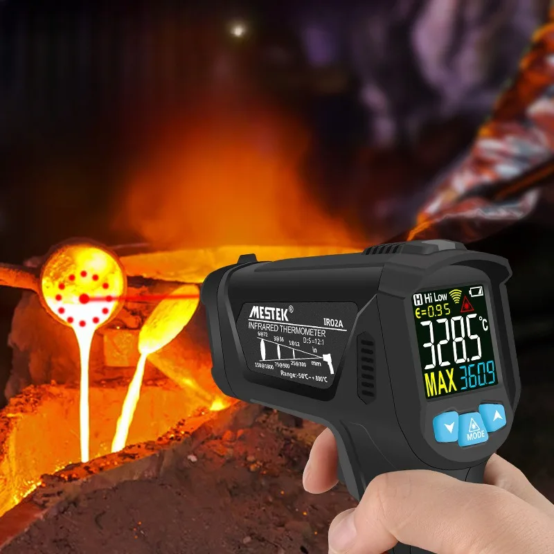 IR02 Digital Infrared Thermometer -50-800 Degree Thermometer Temperature Thermometer Adjustable Emissivity Thermal Imager Tester