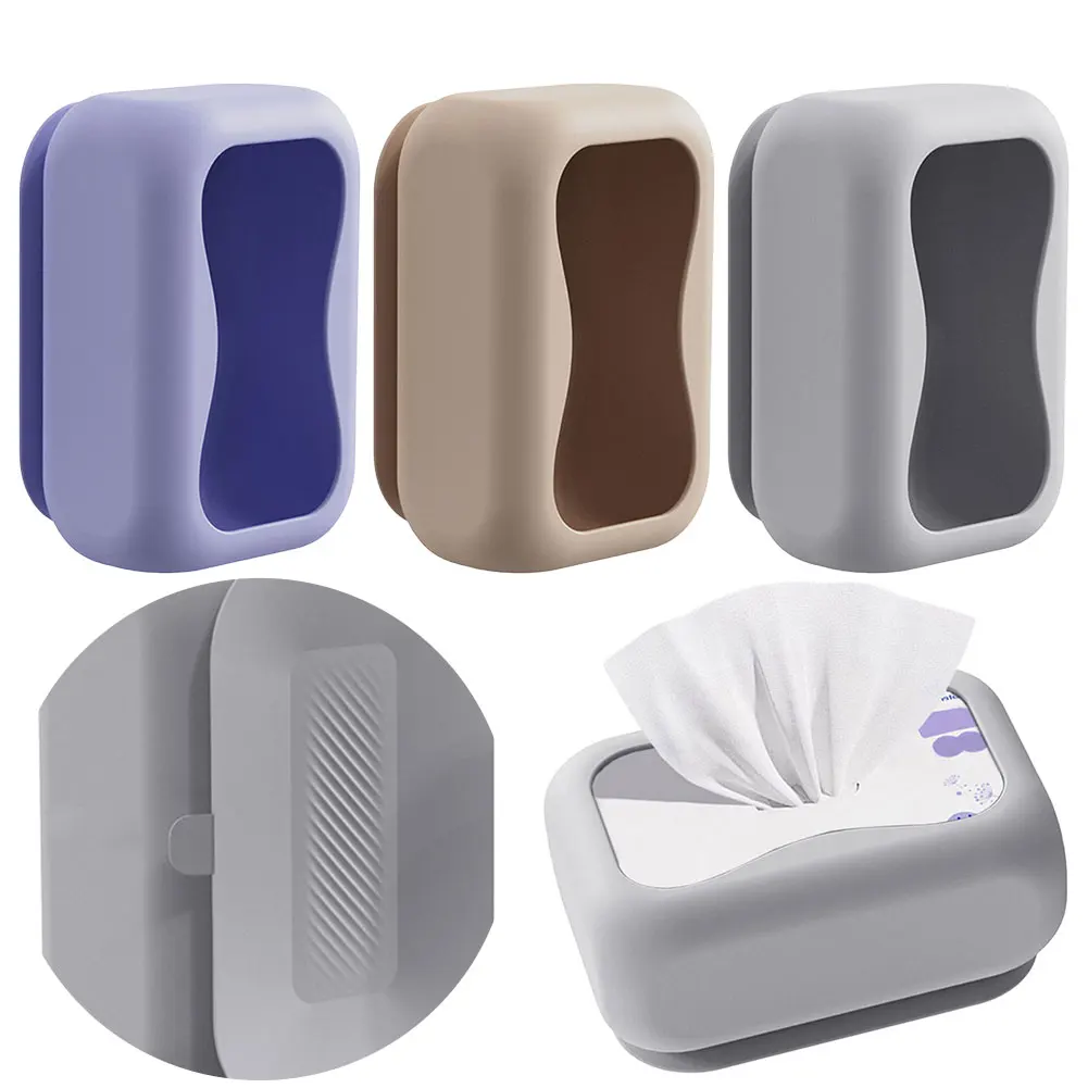 Silicone Tissue Box Holder Dustproof Wall-Mounted Napkin Storage Box Tissues Dispenser for Kitchen Living Room Office Car 2