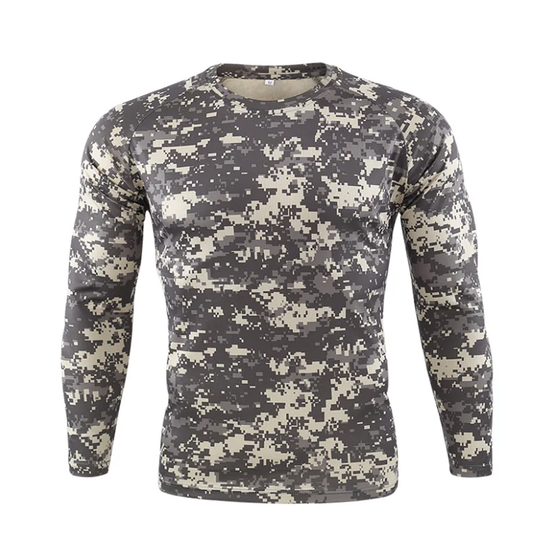 Autumn Spring Men Long Sleeve Tactical Camouflage T-shirt Quick Dry Military Army Shirt Caza Sport Camping Hunting Clothes