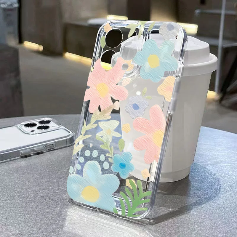 Transparent Shockproof Silicone Flower Phone Case