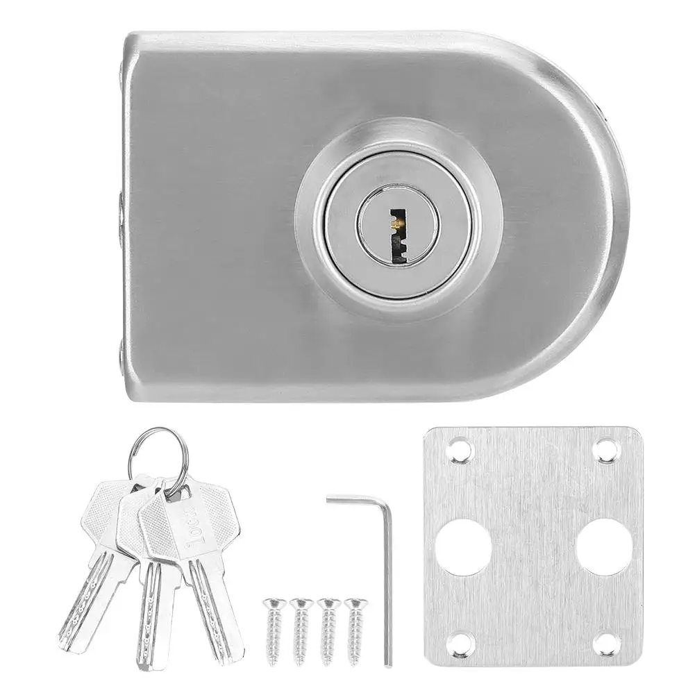 Stainless Steel Single Glass Door Lock Latch-Semi-Circular Security Accessory for Home and Office