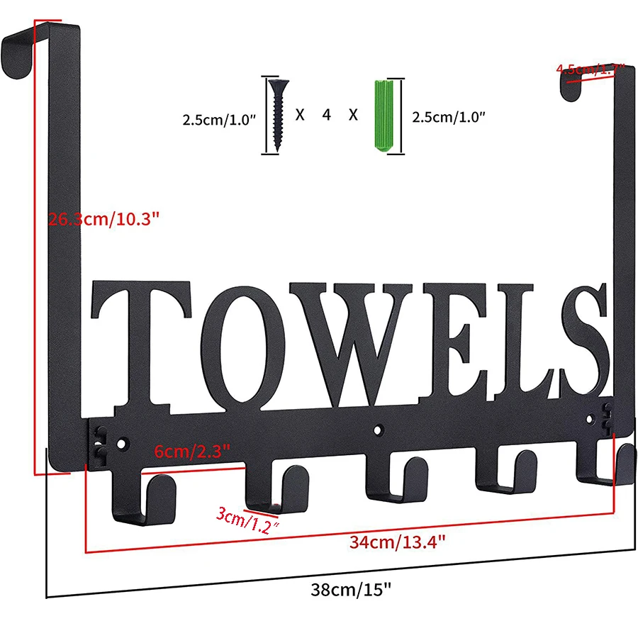 Bathroom Coat Hooks No-Punch Back Door Coat Hooks Home Storage Iron Towel Heavy Duty Door Hooks